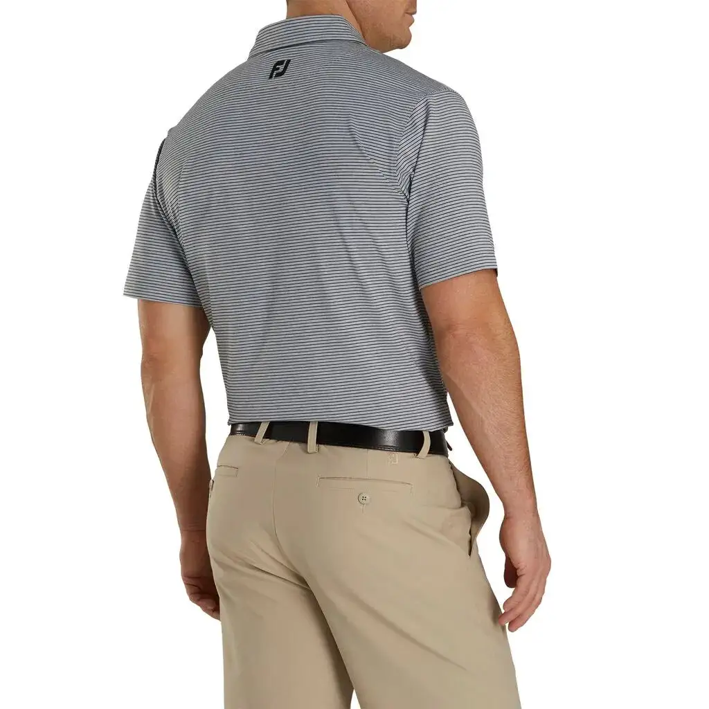 FootJoy Heather Pinstripe Lisle Self Collar Grey Mens Golf Polo - Image 2