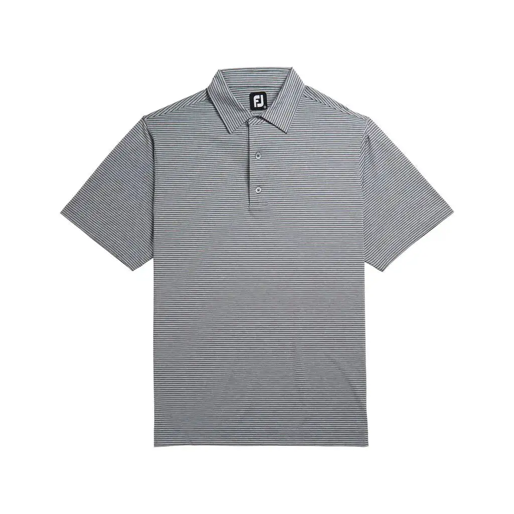 FootJoy Heather Pinstripe Lisle Self Collar Grey Mens Golf Polo - Image 4