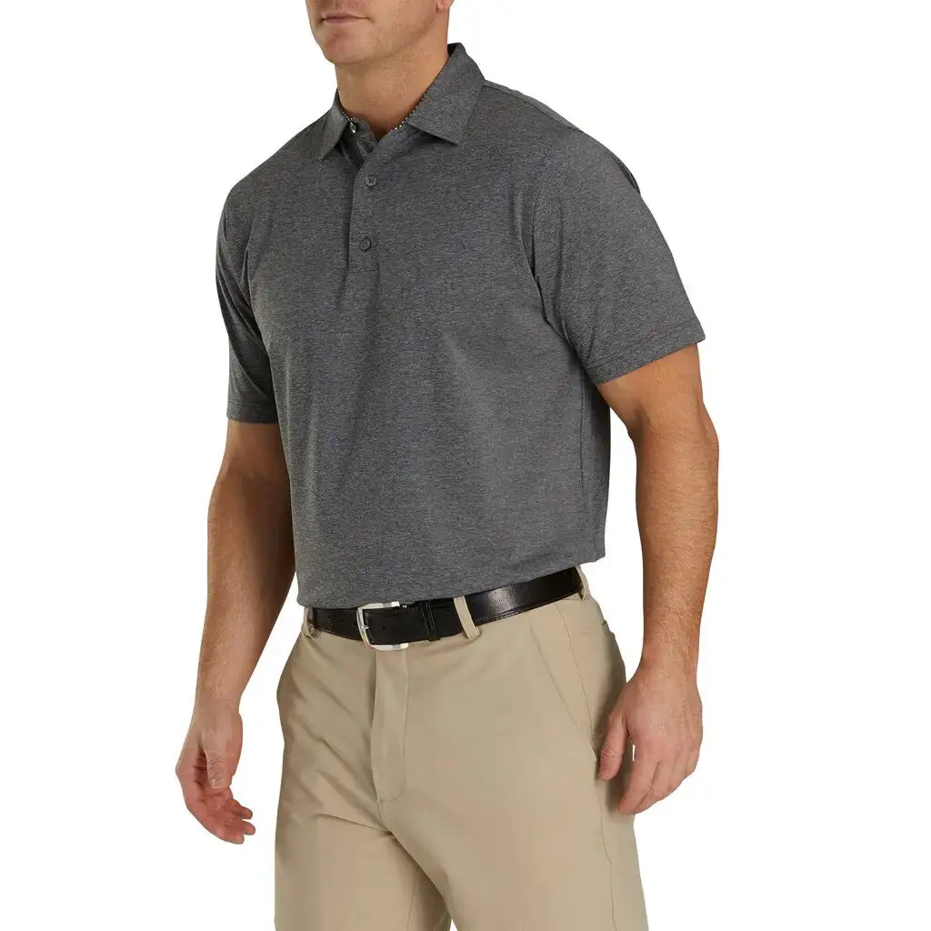 FootJoy Solid Lisle Self Collar Charcoal Mens Golf Polo