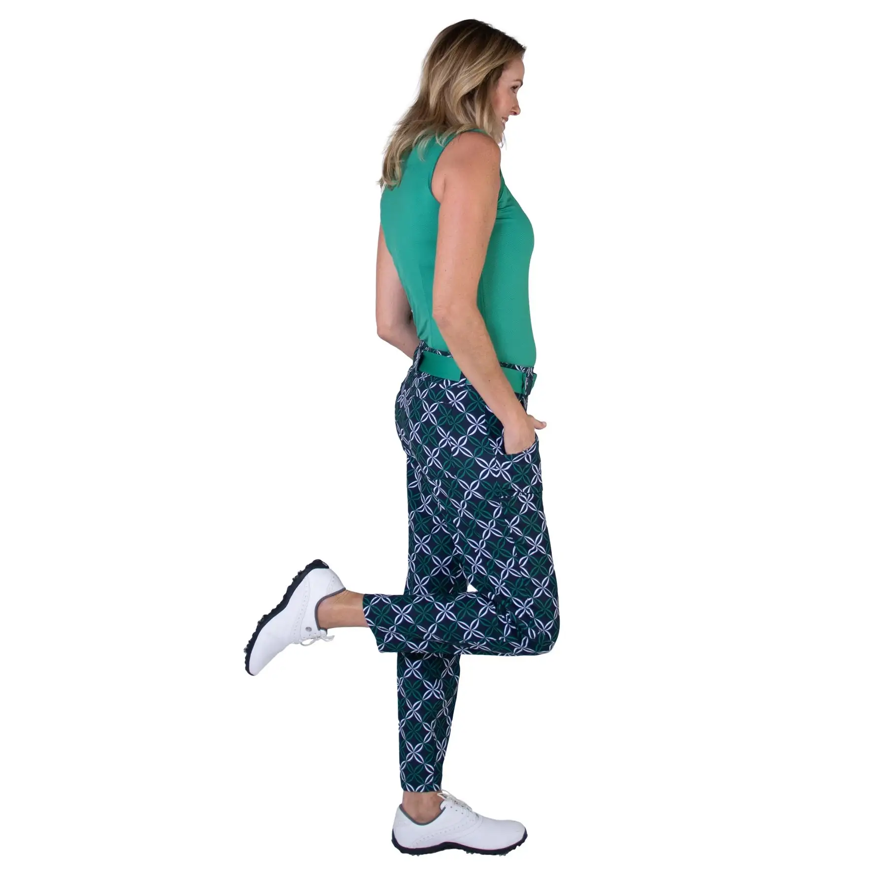 JoFit Belted Cropped Ankle Navy Womens Golf Pants - Image 2