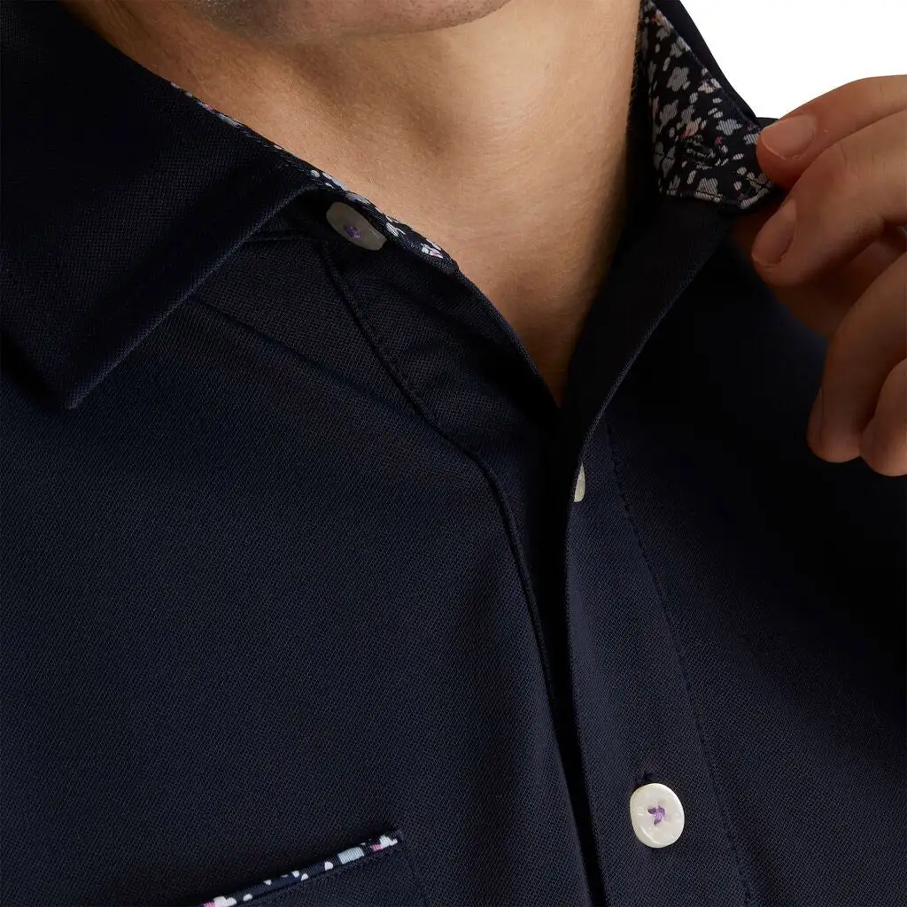 FootJoy Super Stretch Pique Self Collar Mens Golf Polo - Image 3