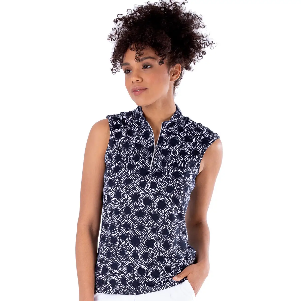 NVO Layla Mock Navy Womens Golf Polo