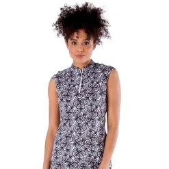 NVO Lilith Mock Black Womens Sleeveless Golf Polo