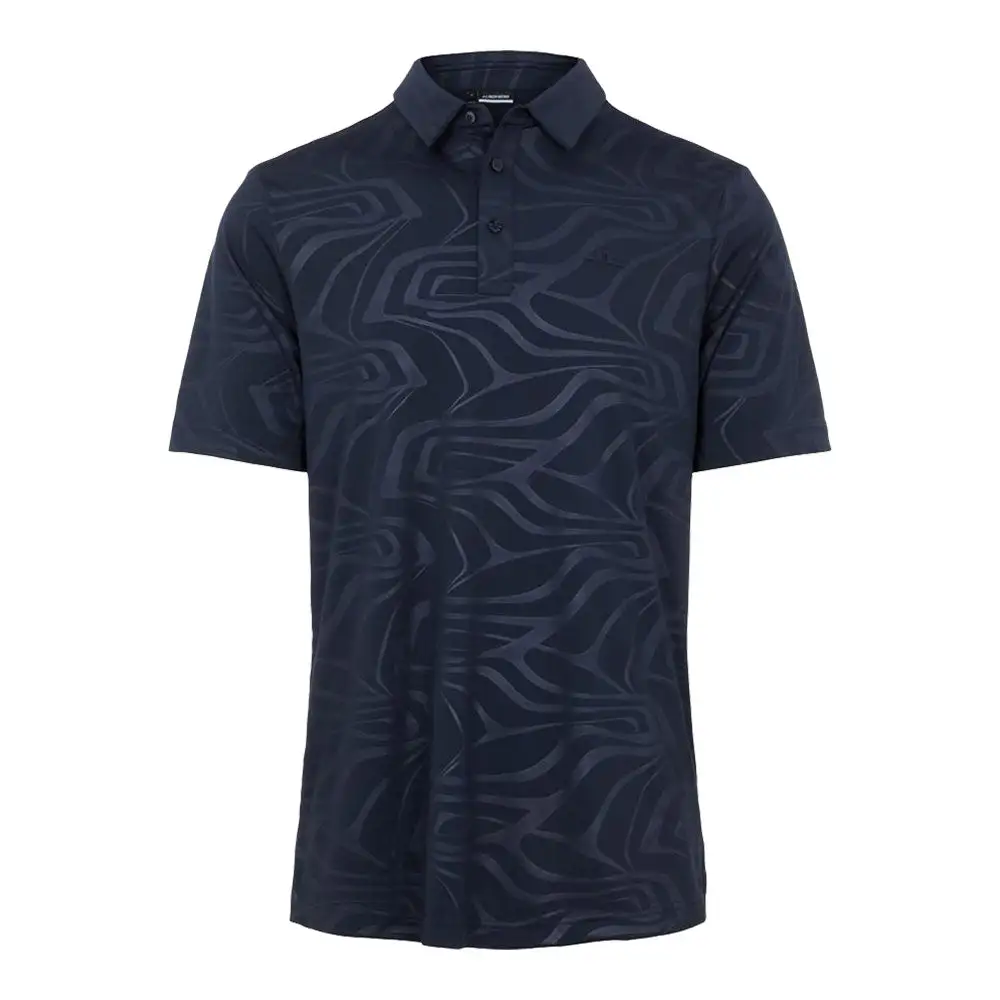 J.Lindeberg Tony AF Print Neo Deboss Navy Mens Golf Polo