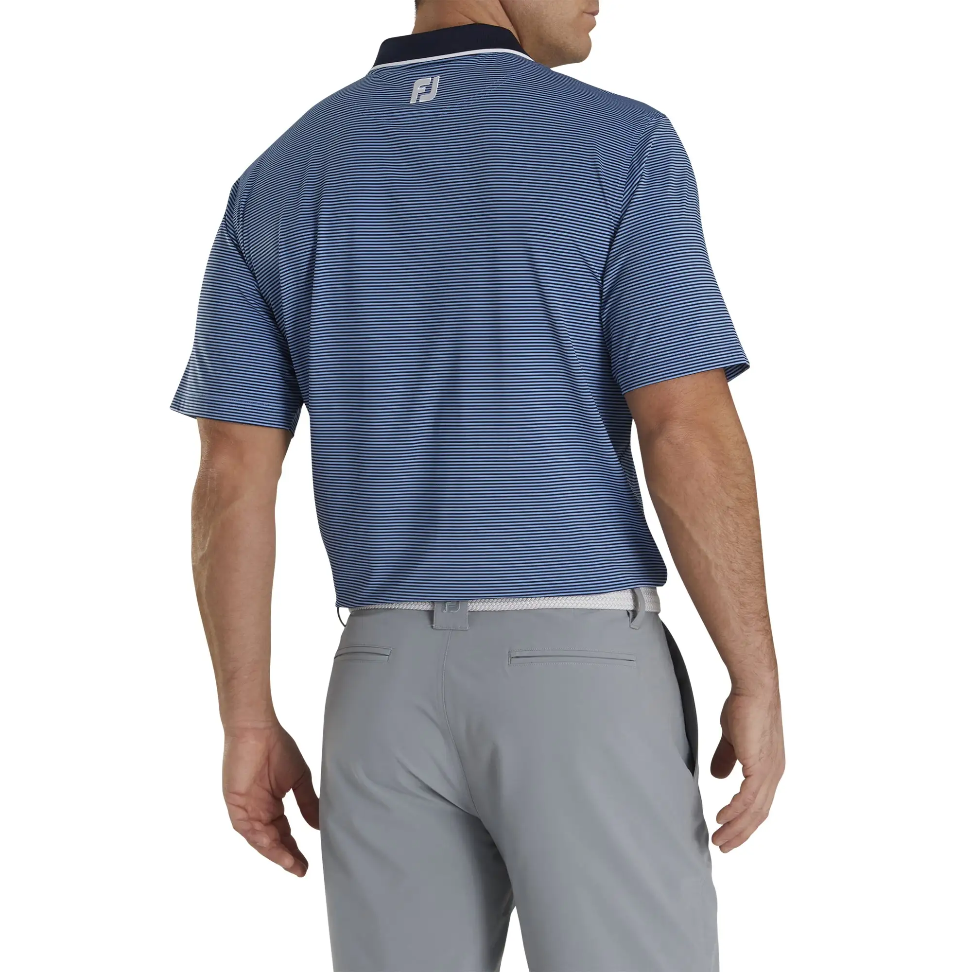 FootJoy Lisle Ministripe Knit Collar Navy Mens Golf Polo - Image 2