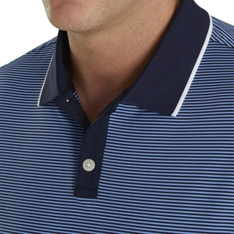 FootJoy Lisle Ministripe Knit Collar Navy Mens Golf Polo - Image 3