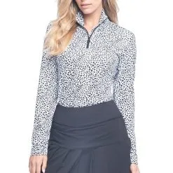 GGBlue Ivan Tranquil Womens Long Sleeve Golf 1/4 Zip Shirt