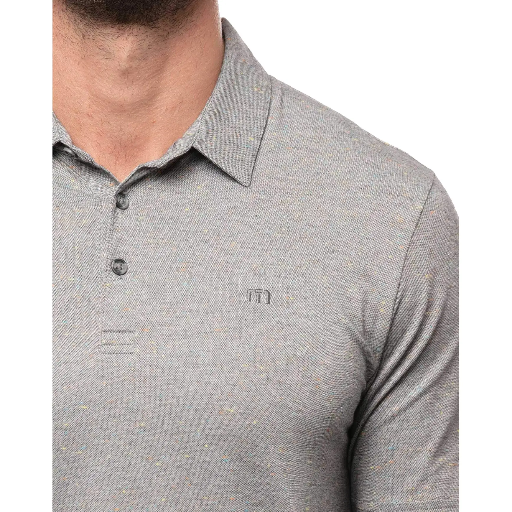 TravisMathew Dime Piece Heather Medium Grey Mens Golf Polo - Image 3