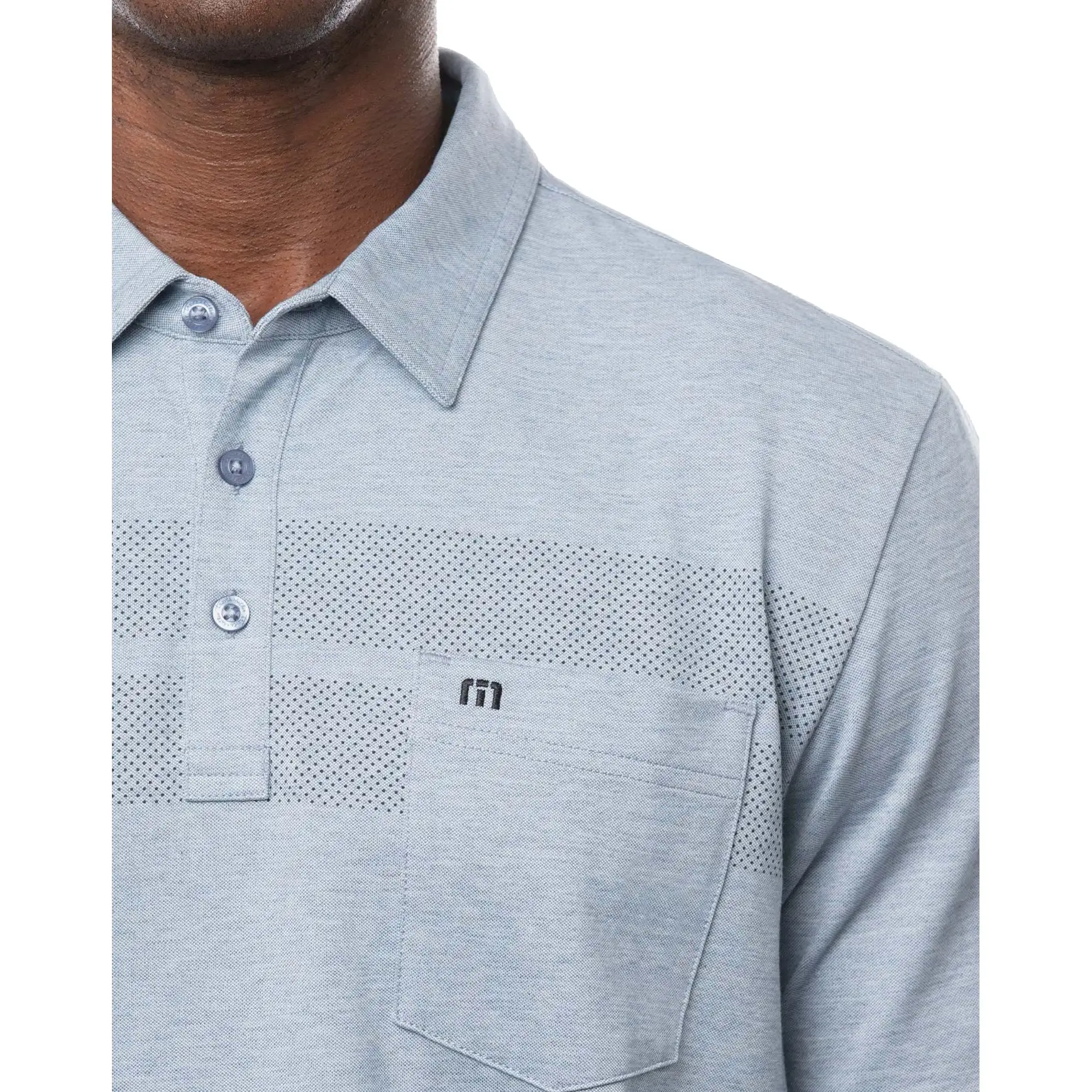 TravisMathew Aerial View Heather Federal Blue Mens Golf Polo - Image 2
