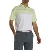 FootJoy Lisle Engineered Pinstripe White-Lime Mens Golf Polo