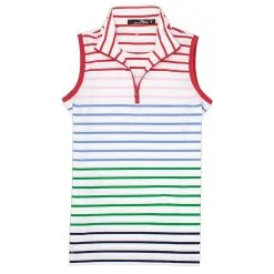 Polo Ralph Lauren RLX Printed Rainbow Stripe Womens Sleeveless Golf Polo