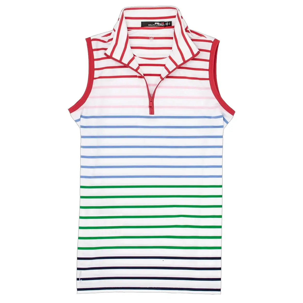Polo Ralph Lauren RLX Printed Rainbow Stripe Womens Sleeveless Golf Polo