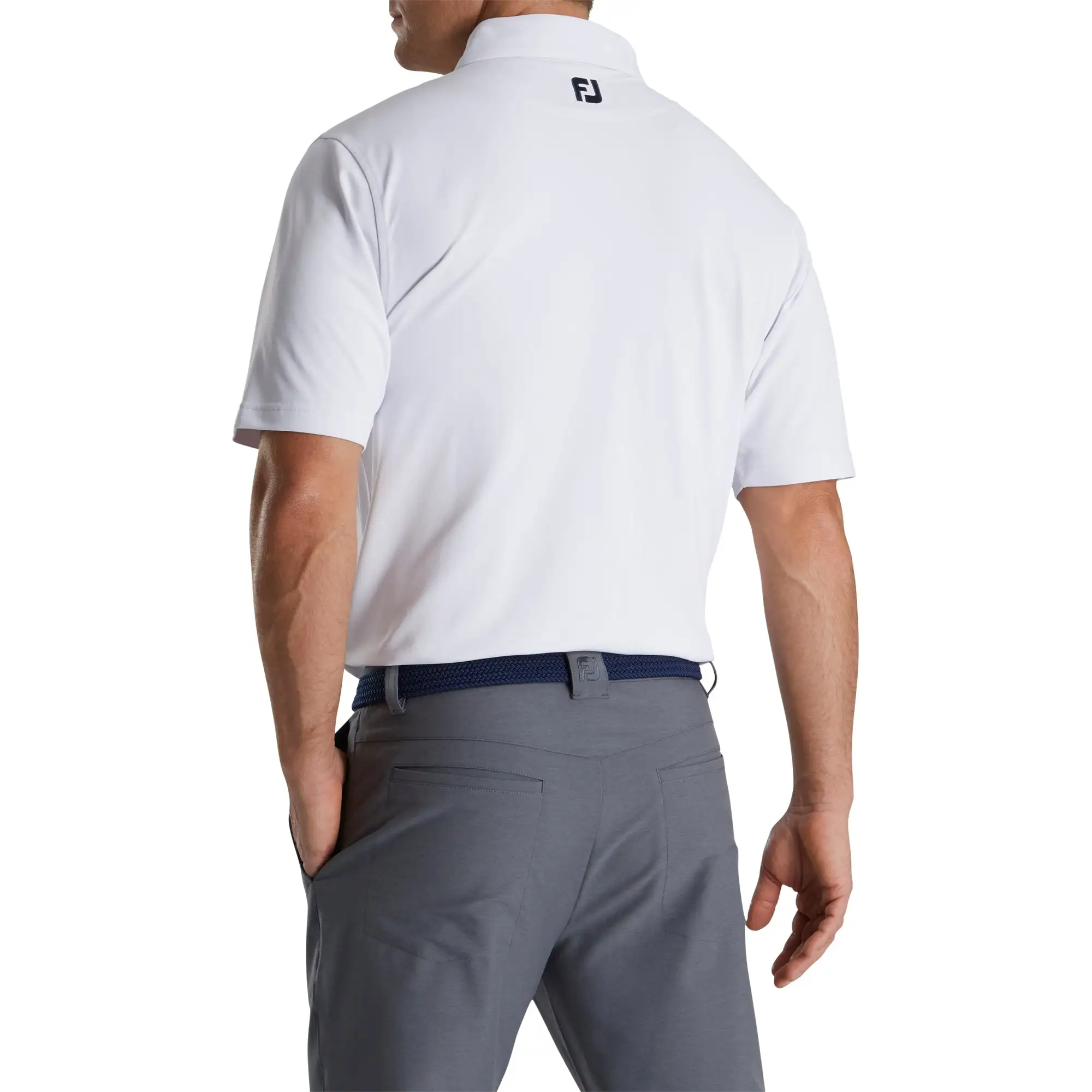 FootJoy Stretch Pique Vintage Floral Trim White Mens Golf Polo - Image 2