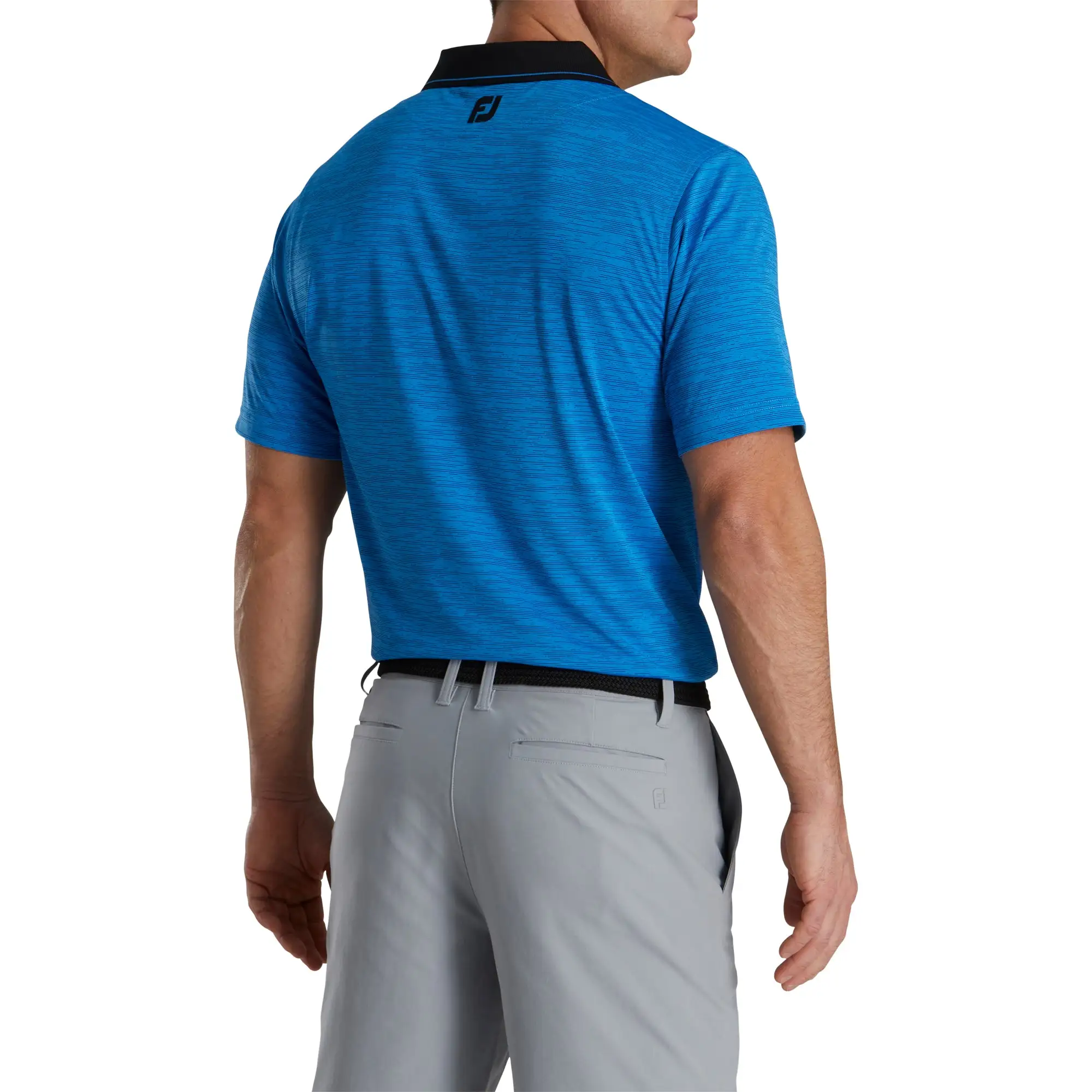 FootJoy Broken Pinstripe Lisle French Blue Mens Golf Polo - Image 2