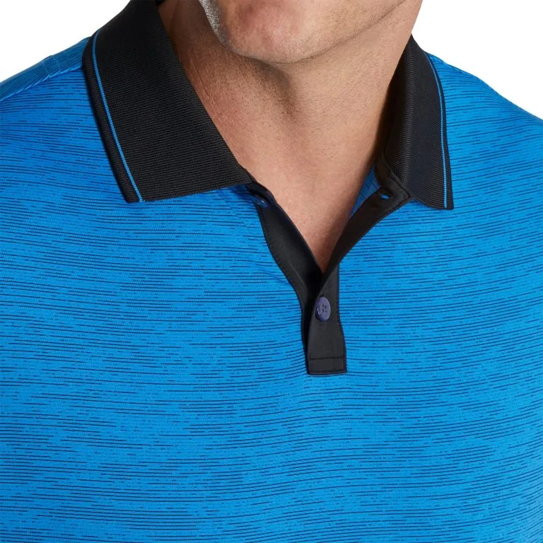 FootJoy Broken Pinstripe Lisle French Blue Mens Golf Polo - Image 3