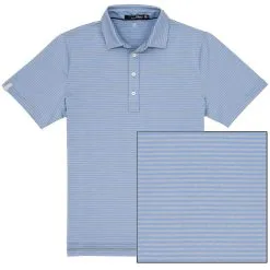 Polo Ralph Lauren RLX Ralph Lauren Airflow Stripe Light Grey Heather Blue Lagoon Mens Golf Polo