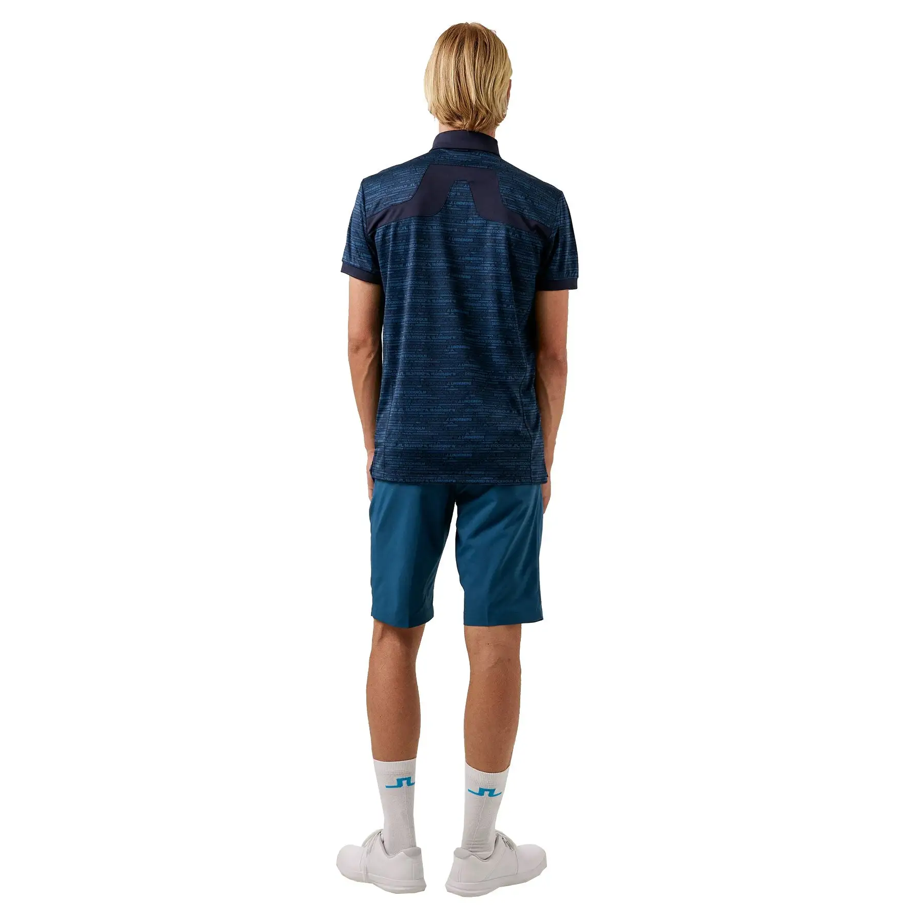J.Lindeberg J. Lindeberg KV Print Regular Fit JL HQ Blue Mens Golf Polo - Image 2