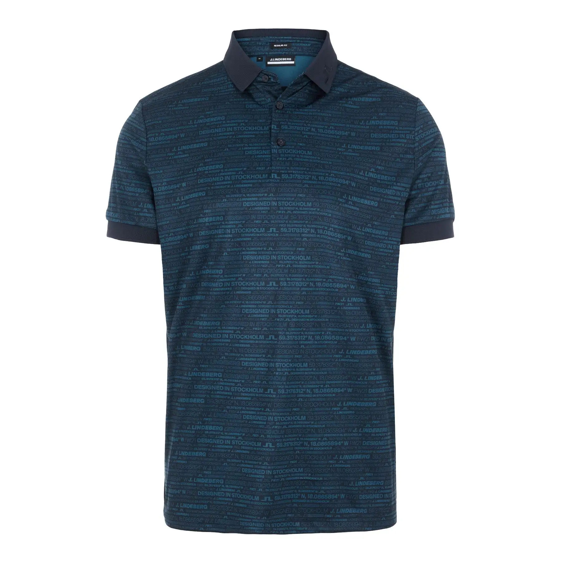 J.Lindeberg J. Lindeberg KV Print Regular Fit JL HQ Blue Mens Golf Polo - Image 3