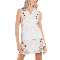 Lucky In Love Animal Instinct Notch White Womens Golf Polo