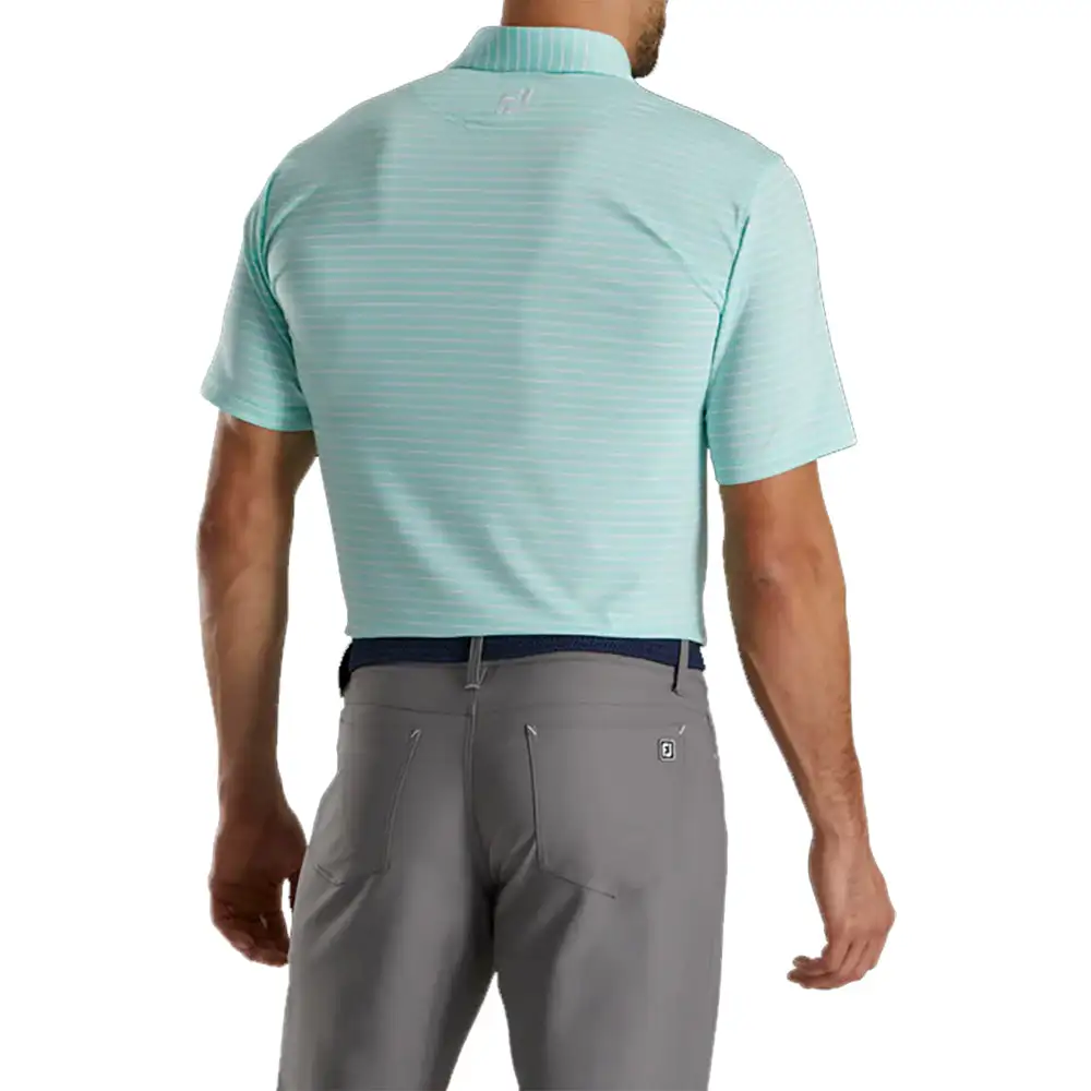 FootJoy Athletic Fit Classic Stripe Mint Mens Golf Polo - Image 2