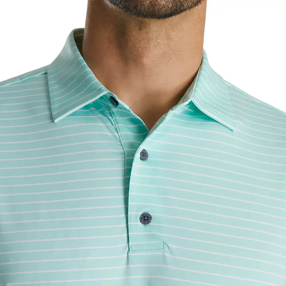 FootJoy Athletic Fit Classic Stripe Mint Mens Golf Polo - Image 3
