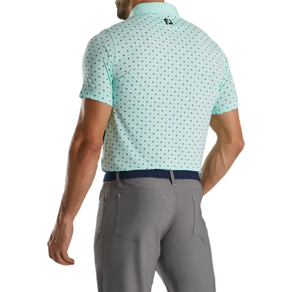 FootJoy Athletic Fit Deco Print Mint Mens Golf Polo - Image 2