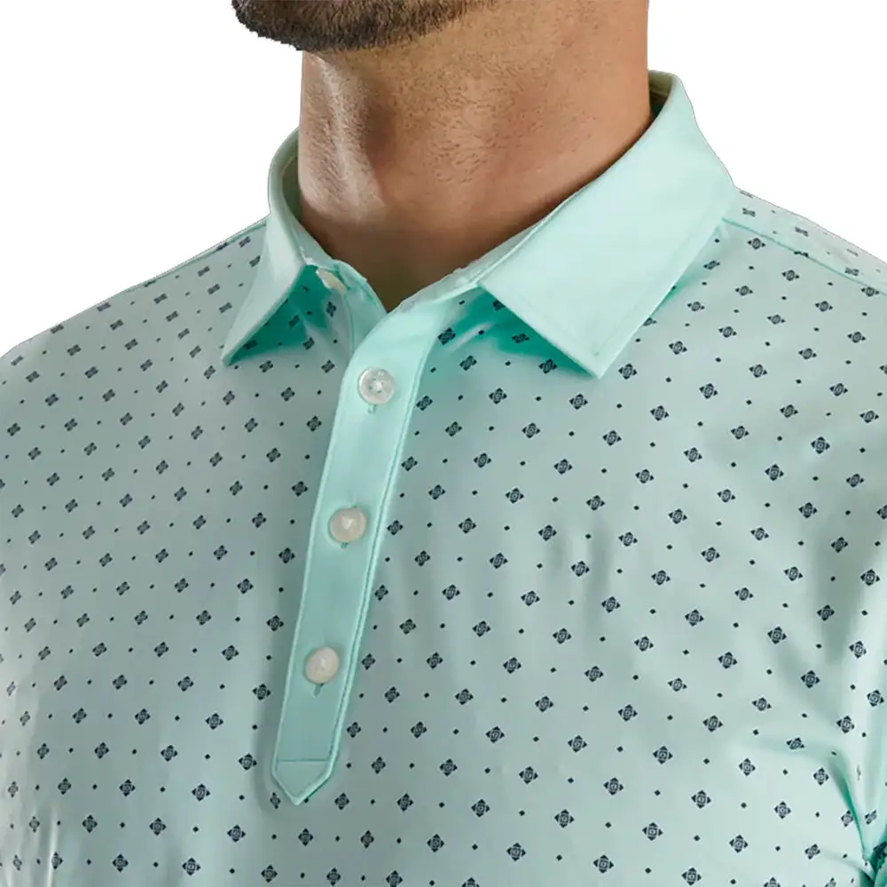FootJoy Athletic Fit Deco Print Mint Mens Golf Polo - Image 3