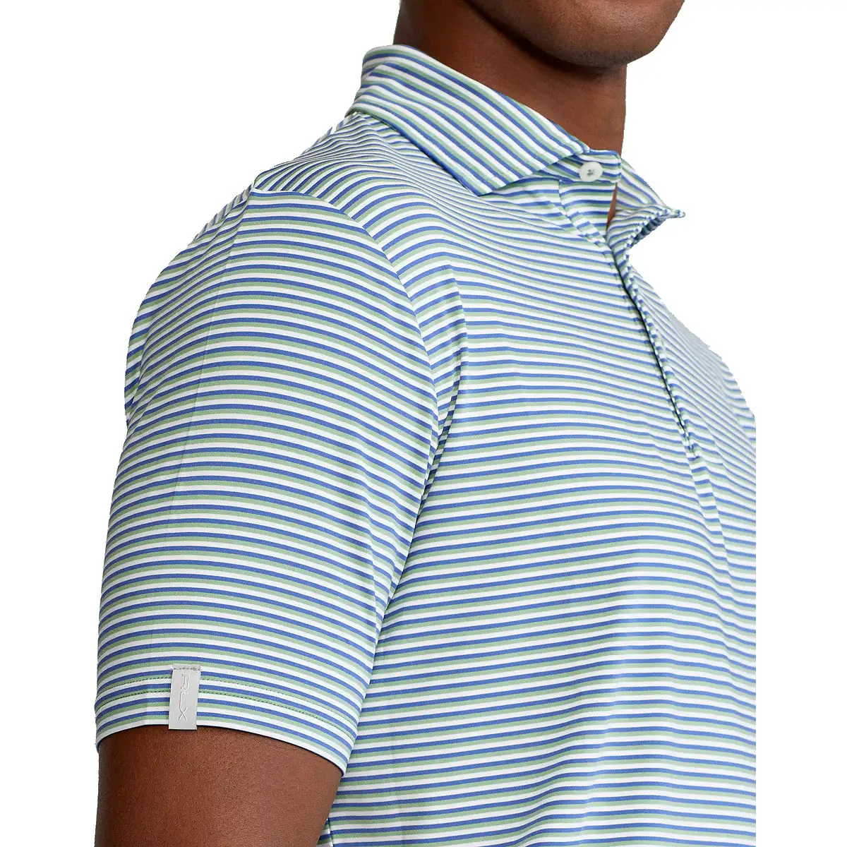 Polo Ralph Lauren RLX Ralph Lauren Featherweight Tri-Color Stripe Green Mens Golf Polo - Image 3