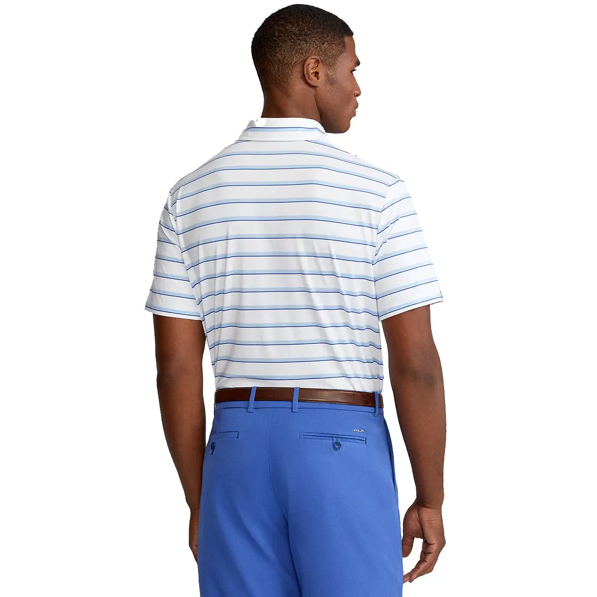 Polo Ralph Lauren RLX Ralph Lauren Lightweight Wide Multi Stripe Pure White Mens Golf Polo - Image 2