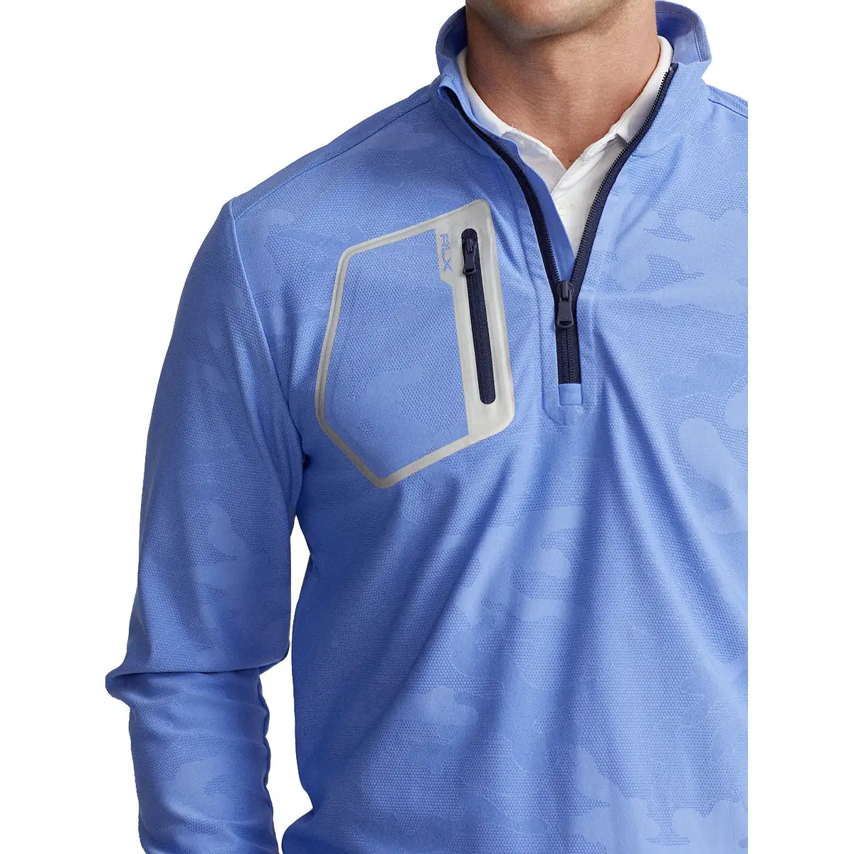 Polo Ralph Lauren RLX Ralph Lauren Camo Jacquard Island Blue Mens Golf 1/2 Zip - Image 3