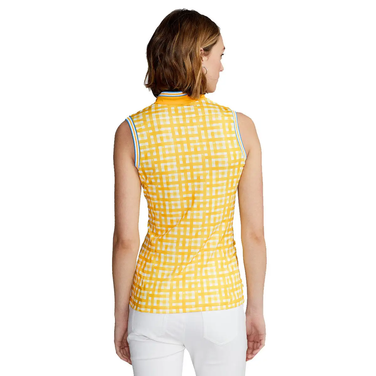 Polo Ralph Lauren RLX Ralph Lauren Mesh Mix Yellow Gingham Womens Sleeveless Golf Polo - Image 2