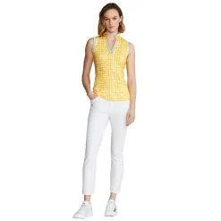 Polo Ralph Lauren RLX Ralph Lauren Mesh Mix Yellow Gingham Womens Sleeveless Golf Polo