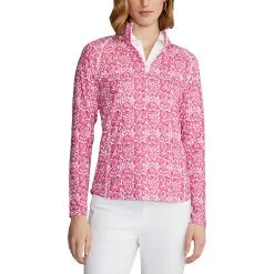 Polo Ralph Lauren RLX Ralph Lauren Printed Airflow Jersey Bright Pink Fish Womens Golf 1/4 Zip