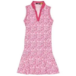 Polo Ralph Lauren RLX Ralph Lauren Printed V-Neck Knit Bright Pink Fish Womens Golf Dress