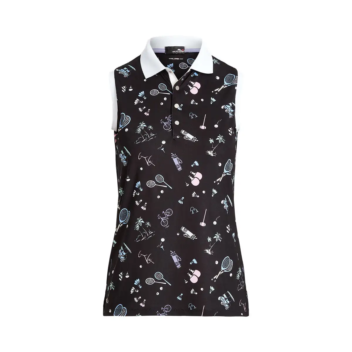 Polo Ralph Lauren RLX Ralph Lauren Printed Airflow Black Deco Womens Sleeveless Golf Polo