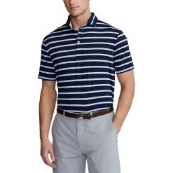 Polo Ralph Lauren RLX Ralph Lauren Lightweight Wide Multi Stripe French Navy Mens Golf Polo