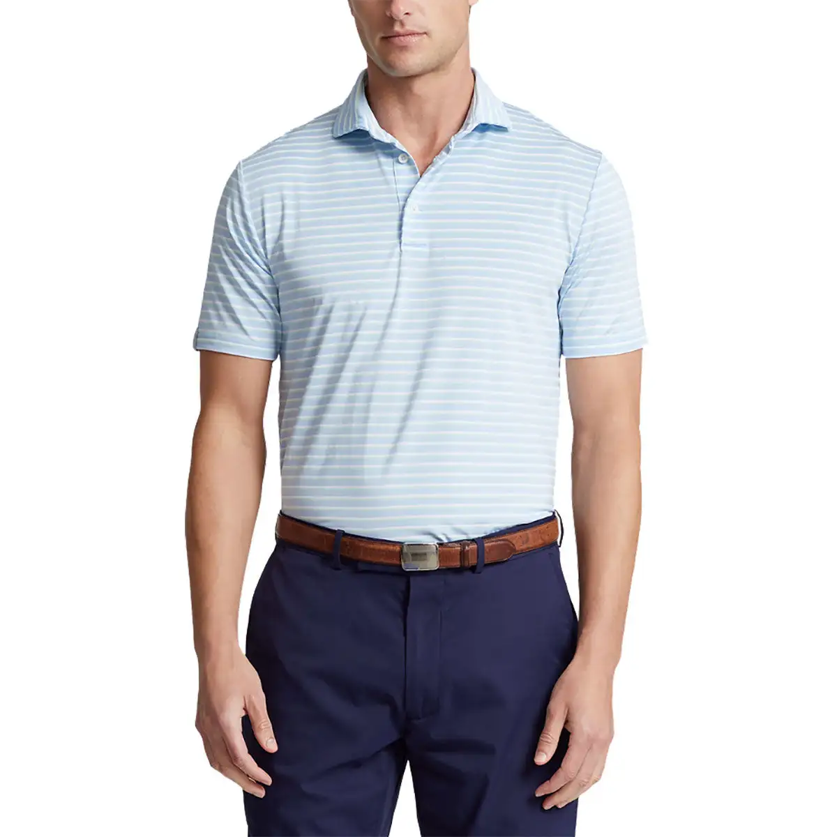 Polo Ralph Lauren RLX Ralph Lauren Lightweight Multi Stripe 2 Elite Blue Mens Golf Polo