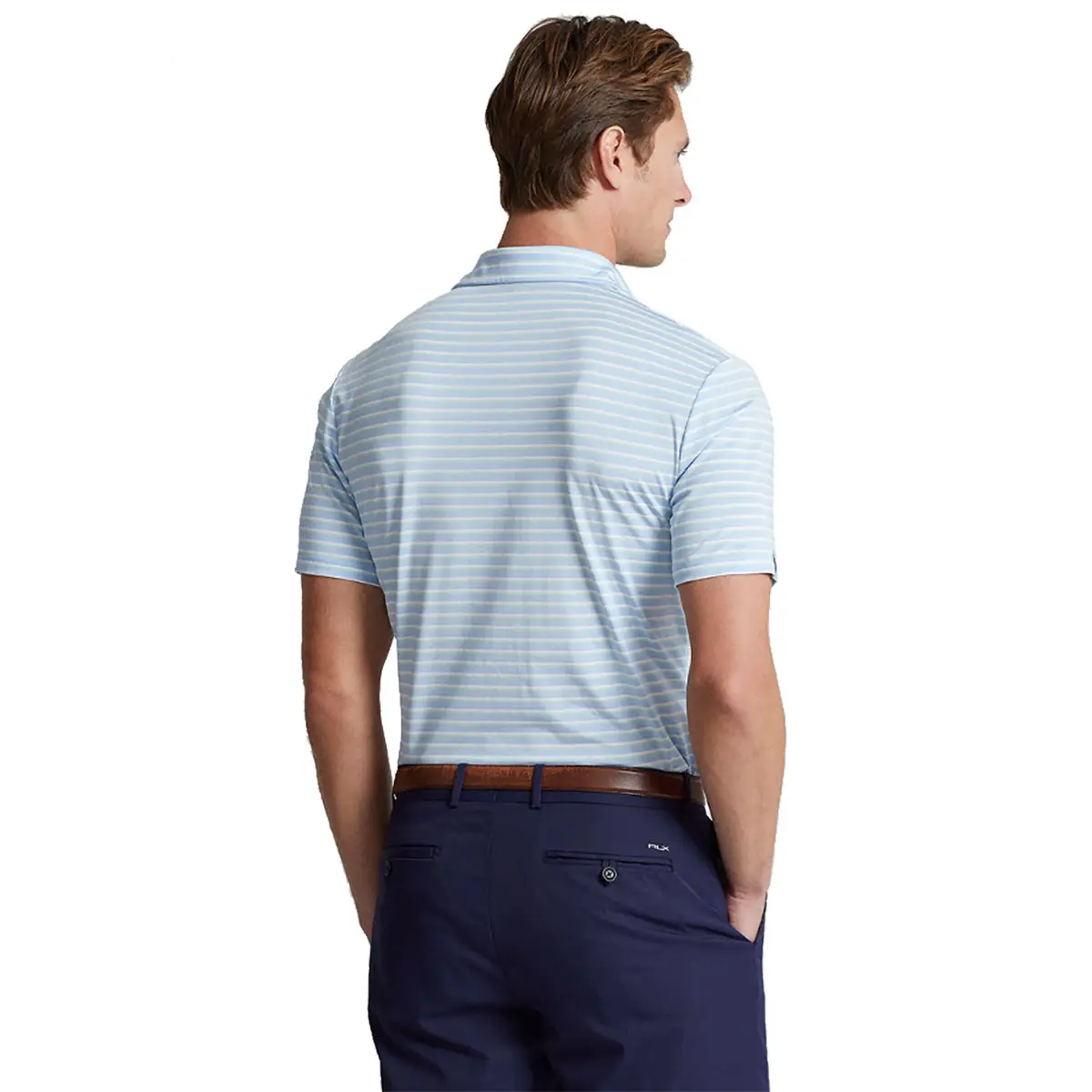 Polo Ralph Lauren RLX Ralph Lauren Lightweight Multi Stripe 2 Elite Blue Mens Golf Polo - Image 2