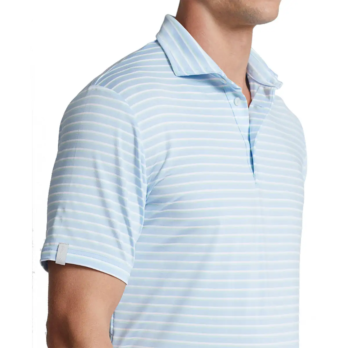 Polo Ralph Lauren RLX Ralph Lauren Lightweight Multi Stripe 2 Elite Blue Mens Golf Polo - Image 3