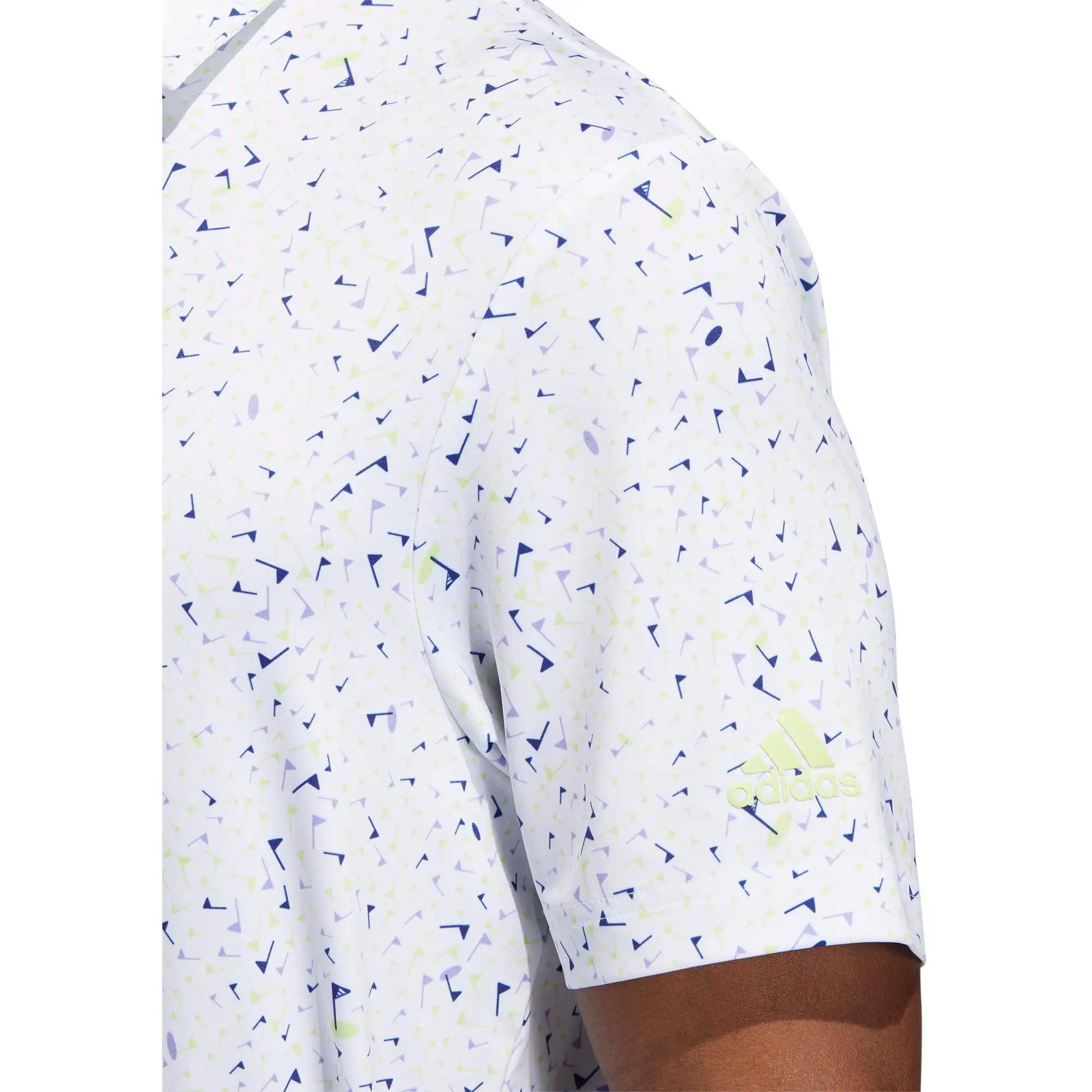 Adidas Golf Adidas Flag-Print Lime-Purple Mens Golf Polo - Image 2