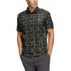 Adidas Golf Adidas Jacquard Lines Black-Lime Mens Golf Polo
