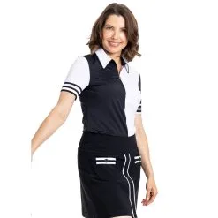 Kinona Striped It Black Womens Sleeveless Golf Polo