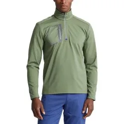 Polo Ralph Lauren RLX Ralph Lauren Brushed Back Tech Jersey Cargo Green Mens Golf 1/2 Zip