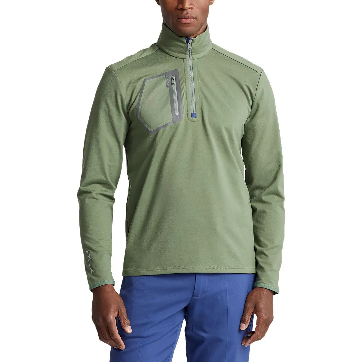 Polo Ralph Lauren RLX Ralph Lauren Brushed Back Tech Jersey Cargo Green Mens Golf 1/2 Zip