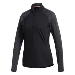 Adidas Golf Adidas UV Solid Black Grey Womens Golf 1/2 Zip