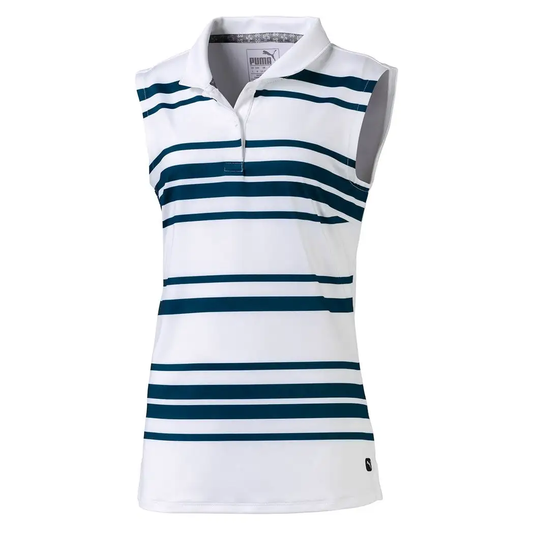 PUMA Golf Puma Stripe Sleeveless Girls Golf Polo - Image 3